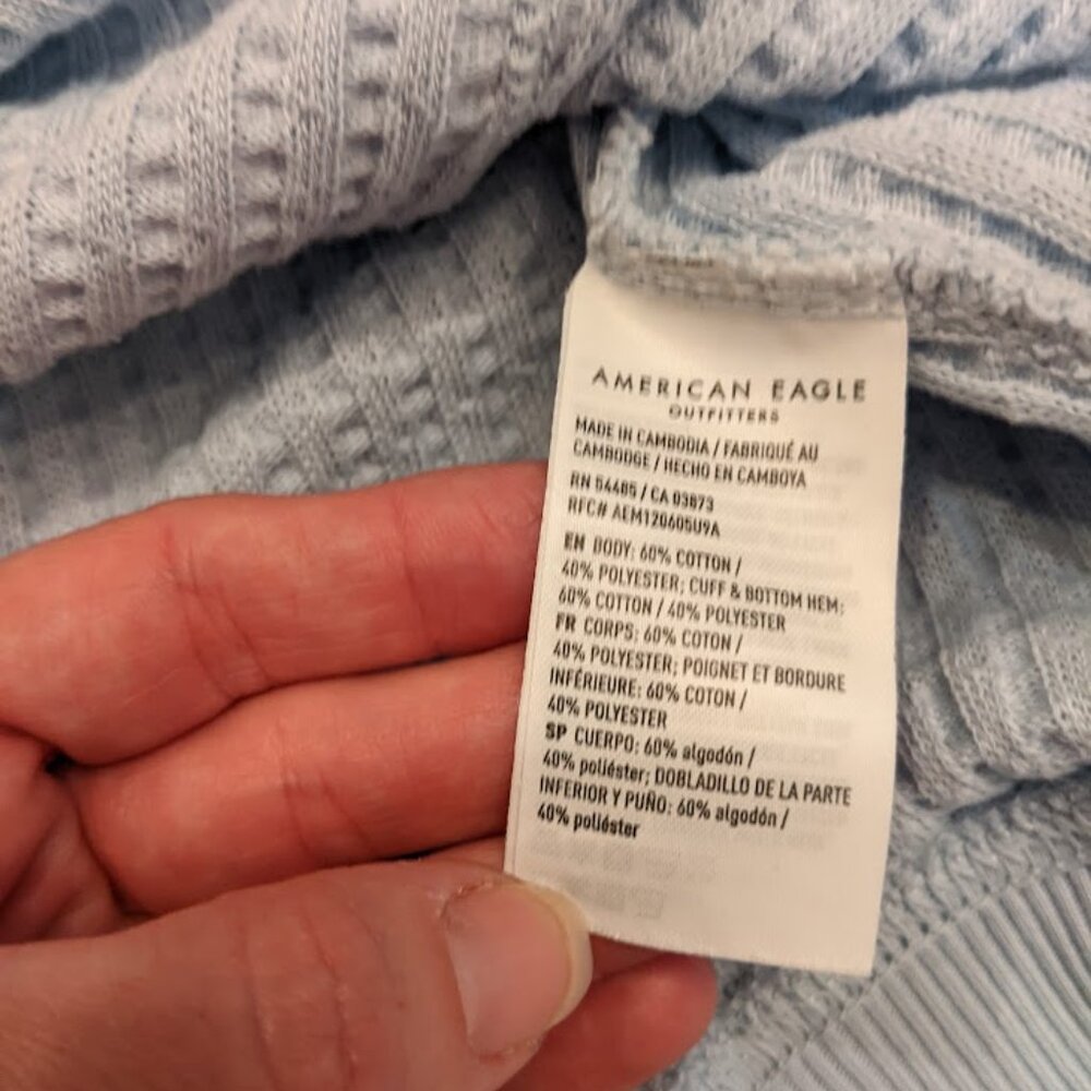 American Eagle Outfitters Aerie Light Blue Oversized waffle sweatshirt - Picture 7 of 8
